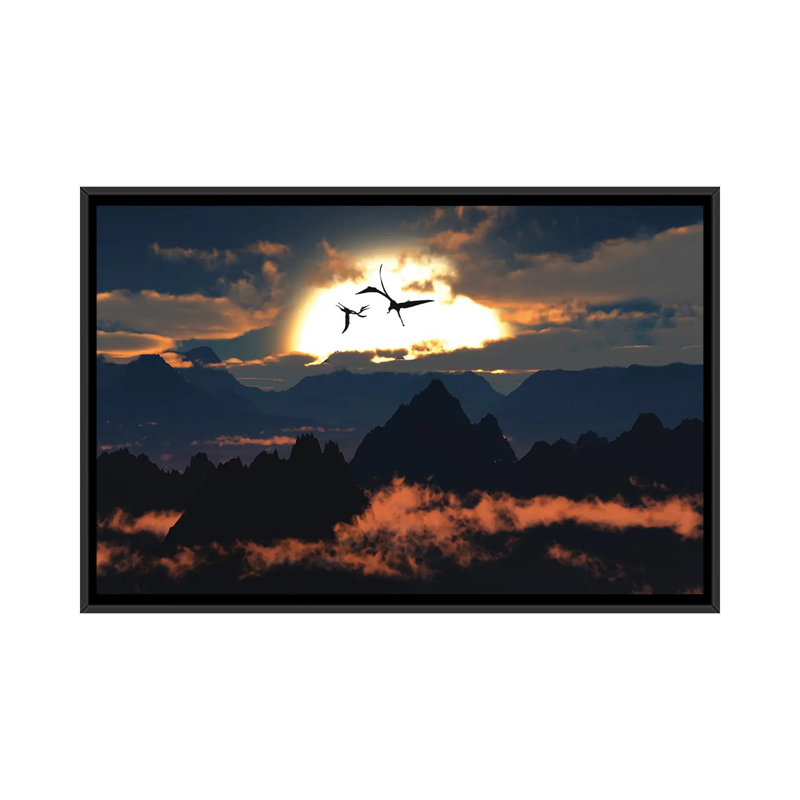 Quetzalcoatlus Flying High In Cretaceous Skies. - Floater Frame Print on Canvas, Black Framed, 101.6 cm H x 66.04 cm W