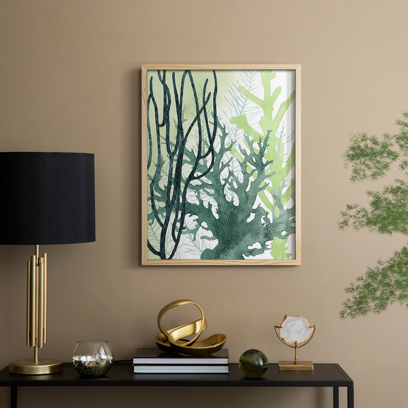 Reproduction encadrée texturée corail II - bois massif, H 15 po x l 12 po