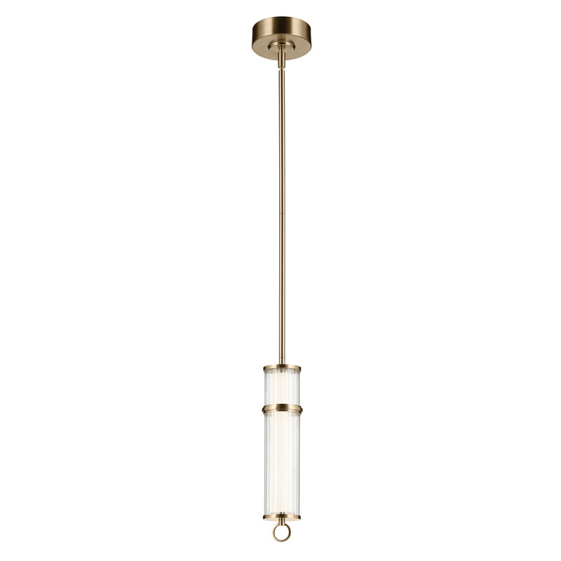 15.5 Inch LED 1 Light Pendant with Clear Fluted Glass, Bronze
