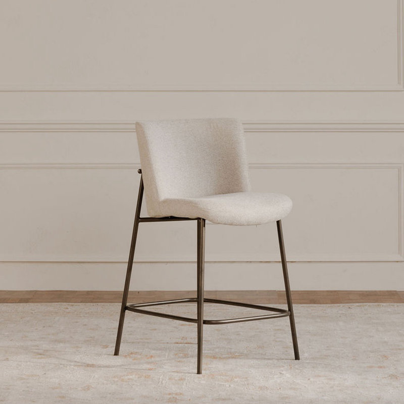 Early Upholstered Stool, Counter Stool (26.4" Seat Height), Beige Polyester
