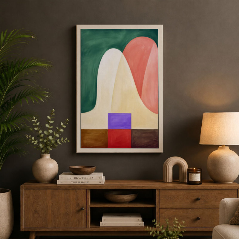 Forms in Contrast Abstract - Wrapped Canvas, 18x12 - 45.7 x 30.5 cm, Teal Border