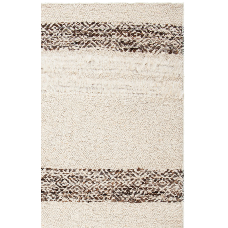 Tapis en laine / coton tissé à la main Natura en brun / ivoire, Rectangle 4pi x 6 pi