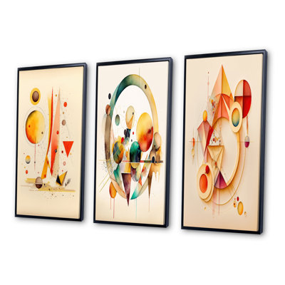 "Abstrait géométrique", 3 pièces sur toile