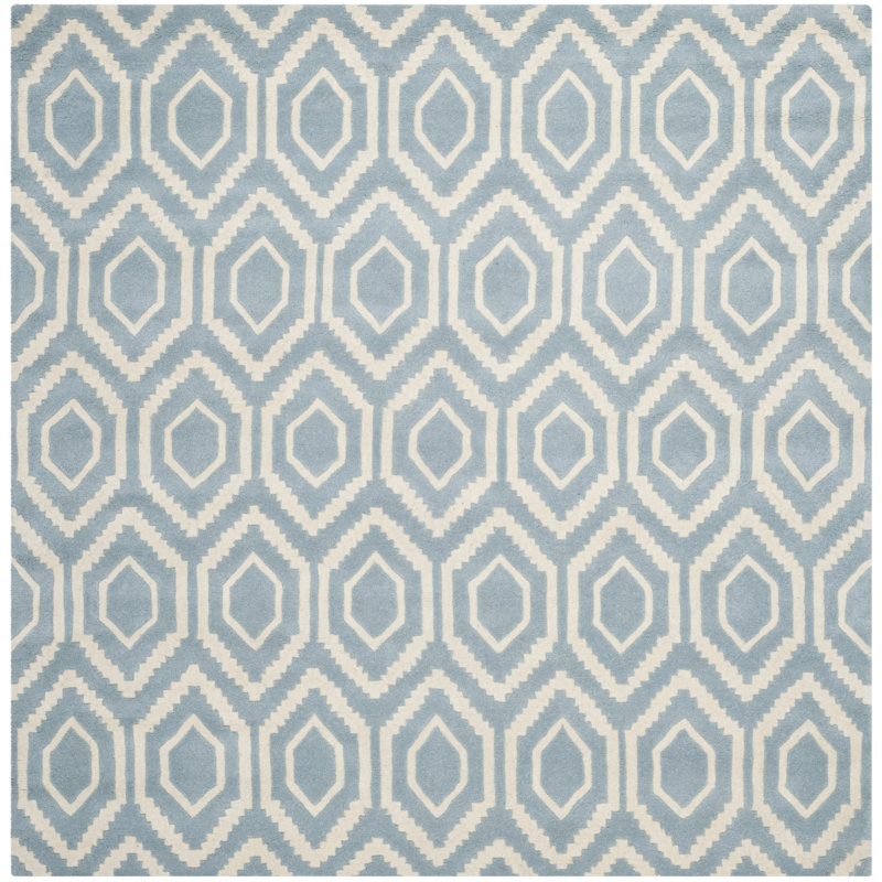 Deedie Hand Tufted Wool Geometric Rug, Square 7'