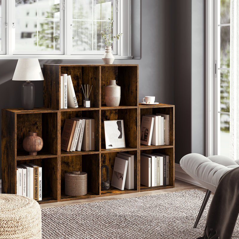 Hegwood 120cm H x 120cm W Step Bookcase, Vintage Brown