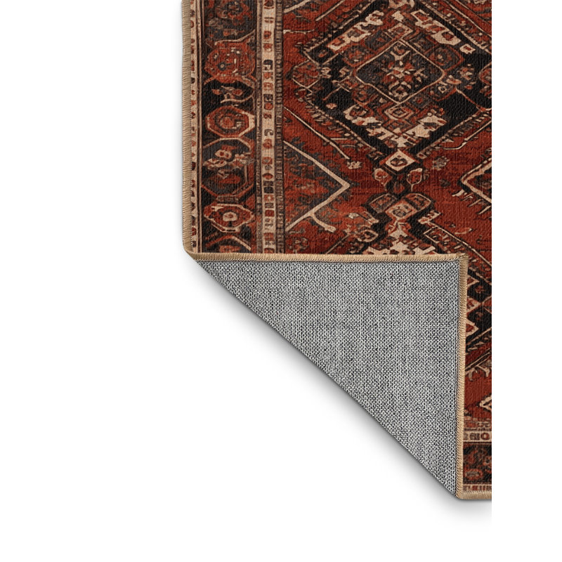 Tapis brun lavable à la machine, Rond 7 pi