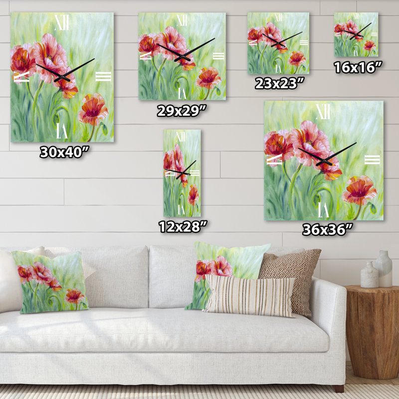 Horloge murale Blossoming Poppies II, Petit