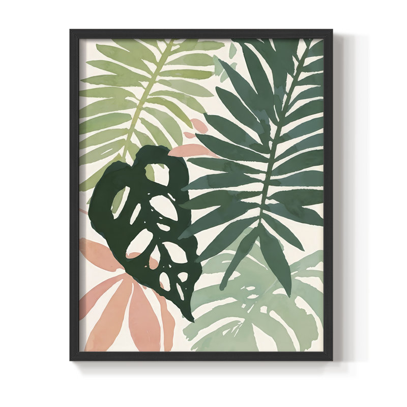 Impression tropicale Tropical I encadré - bois massif, Noir, H 30 po x l 24 po