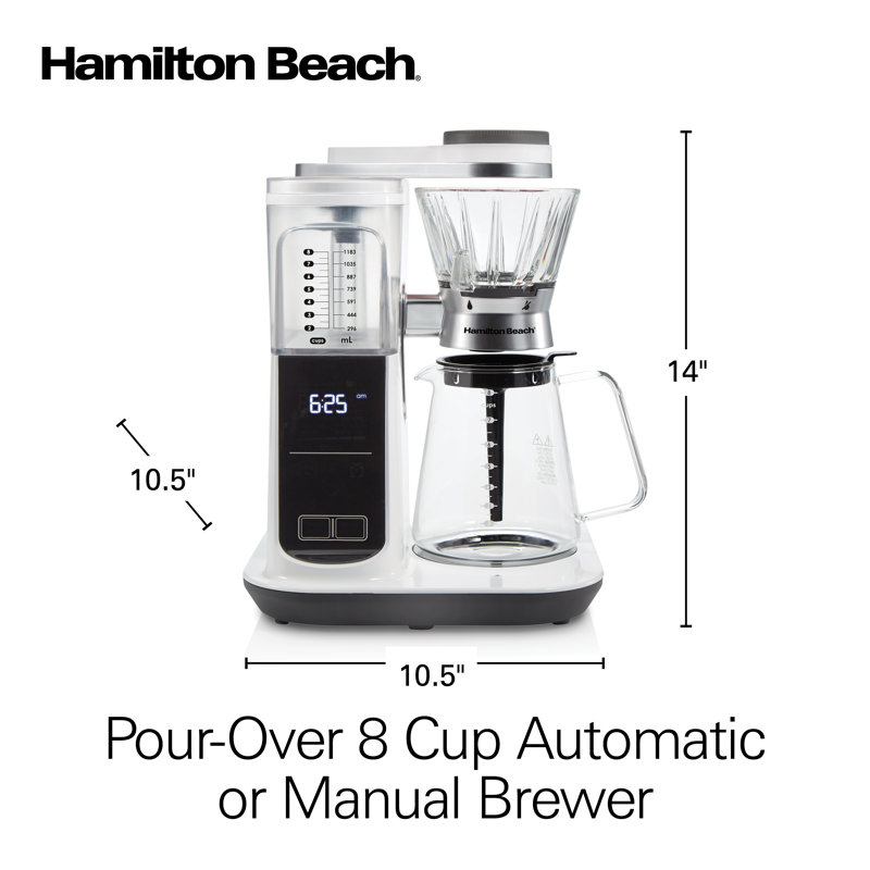 White 8-Cup Automatic and Manual Pour-Over Coffee Maker