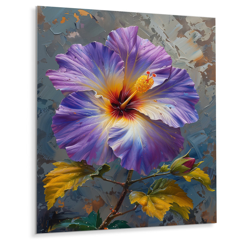 Hibiscus mauve, beauté royale - Hibiscus, art mural, Métal métal, H 40 po x l 30 po x P 1,5 po