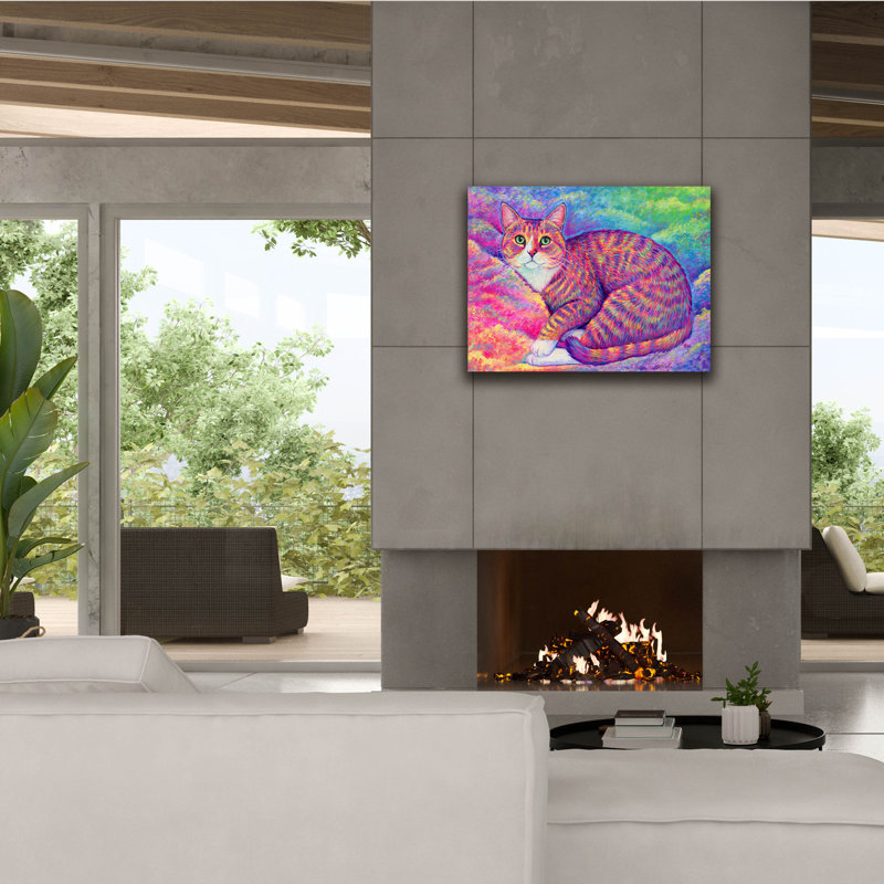 «Rainbow Cat In The Clouds» par Rebecca Wang, art mural sur toile, 34 po x 26 po, H 26 po x l 34 po