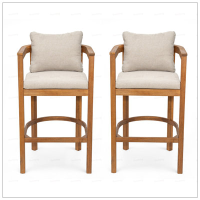 Abaco Outdoor Barstool with Teak Finish, Cushioned for Comfort and Durability, Perfect for Garden and Balcony Use