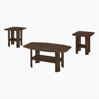 Ensemble de table, ensemble de 3 pièces, café, bout, côté, décor, salon, stratifié noyer, transitionnel