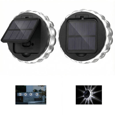 Solar Disk Wall Lights Outdoor 2 Pack, Waterproof LED Starburst Lights with 3 Modes for Patio Fence Garden