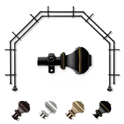 Marion Steel Adjustable Bay Window Double Curtain Rod