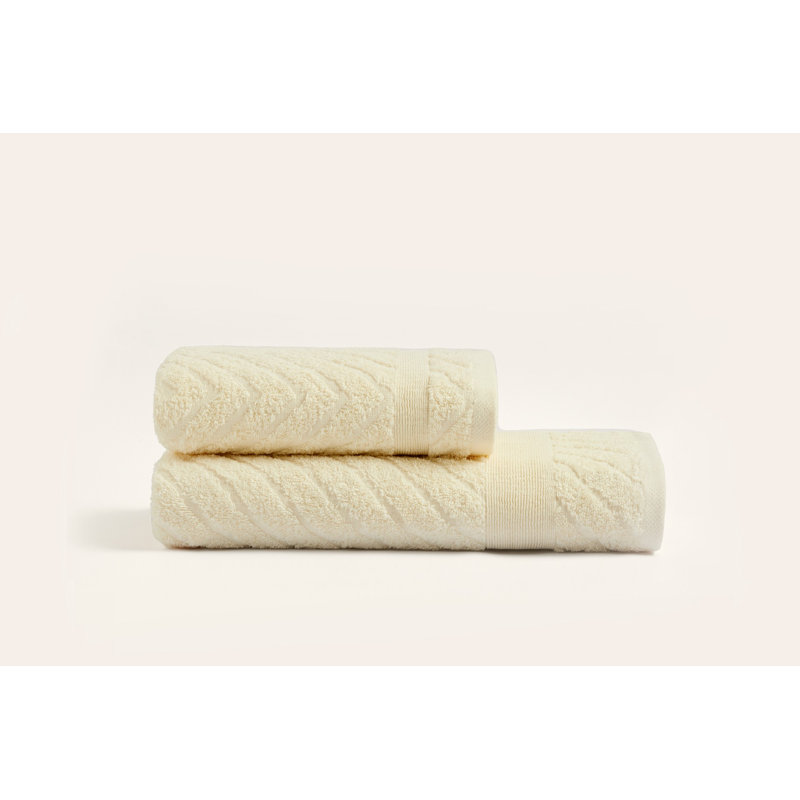 Luxury Bath Towel Set (2 Pieces), Cream, Hand Towel 19.7 x 35.4 inches & Bath Towel 27.6 x 55.1 inches | 100% Cotton, 12.3 oz/sq yd | Machine Washable, Low Temp Dry, Soft & Absorbent for Everyday Use