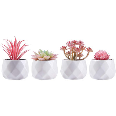 Fake Succulents Set  Realistic Fake Succulents  Mini Pink Succulents Decoration