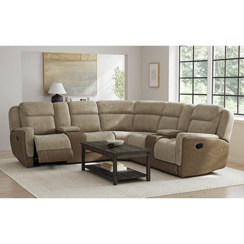 Ensemble modulaire 3 pièces avec console et 2 fauteuils inclinables Picket House Furnishings Viper