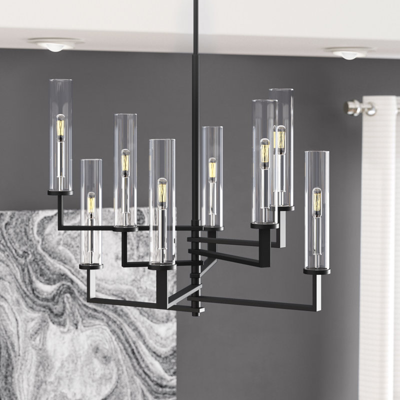 Cuyamat 8-Light Candle Style Tiered Chandelier, 25" H x 28.38" W x 28.38" D, 8 Lights
