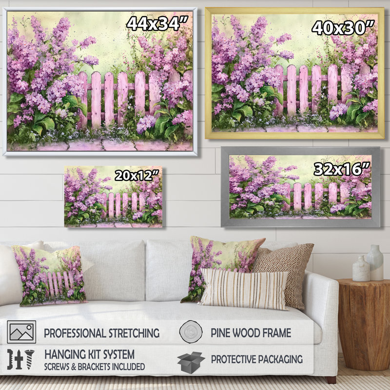 Décoration murale lilas dans la campagne française III - Lilas, 34" H x 44" W, Floater Framed Print without Mat, Brown