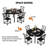 Dining Table Set For 4, Round Kitchen Table And 4 Stool Chair For Dining Room, 44.5inch Drop Leaf Desk, Small Space Saving, Black-313058228-313058227