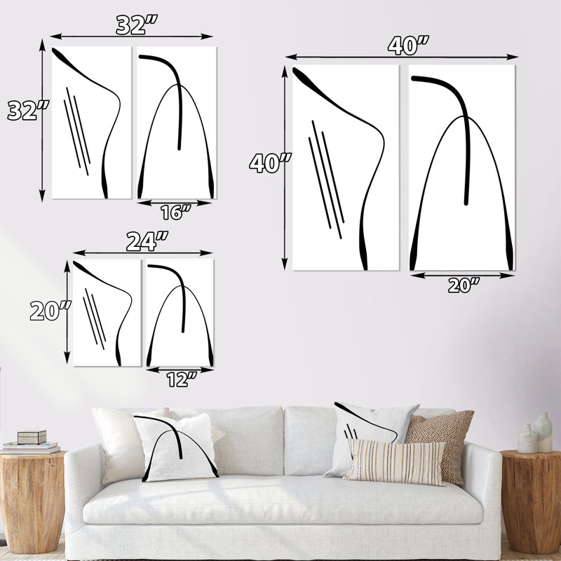 «Scandinavian Abstract Minimalistic Geometrics VII», ensemble de 2 reproductions, H 32 po x l 32 po x P 1 po, Toile tendue