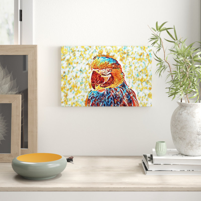 Blue Parrot Art - Wrapped Canvas, 40cm H x 60cm W