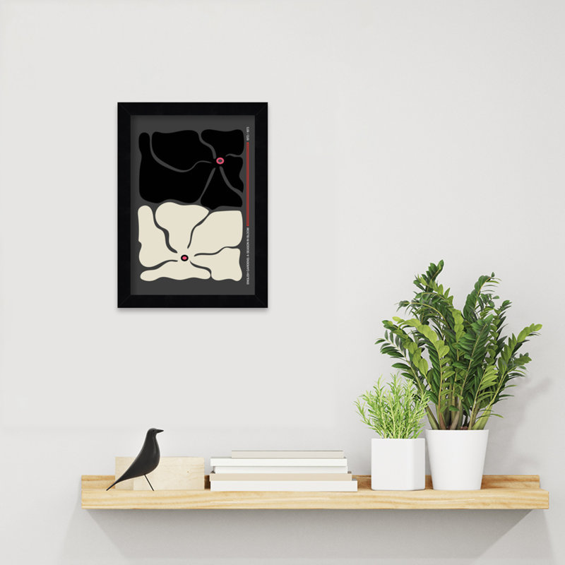«Two by Two Flower Gray» par Frances Collett - reproduction d'un seul cadre, Noir, H 13 po x l 10 po x P 1 po