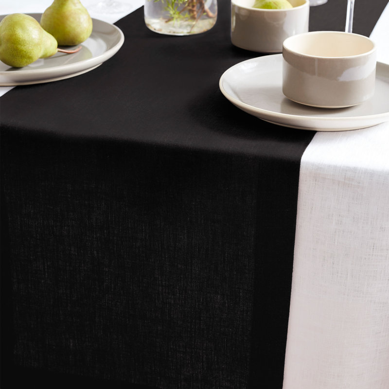 Pre-Washed Black Linen Table Runner 14 x 36 Inch