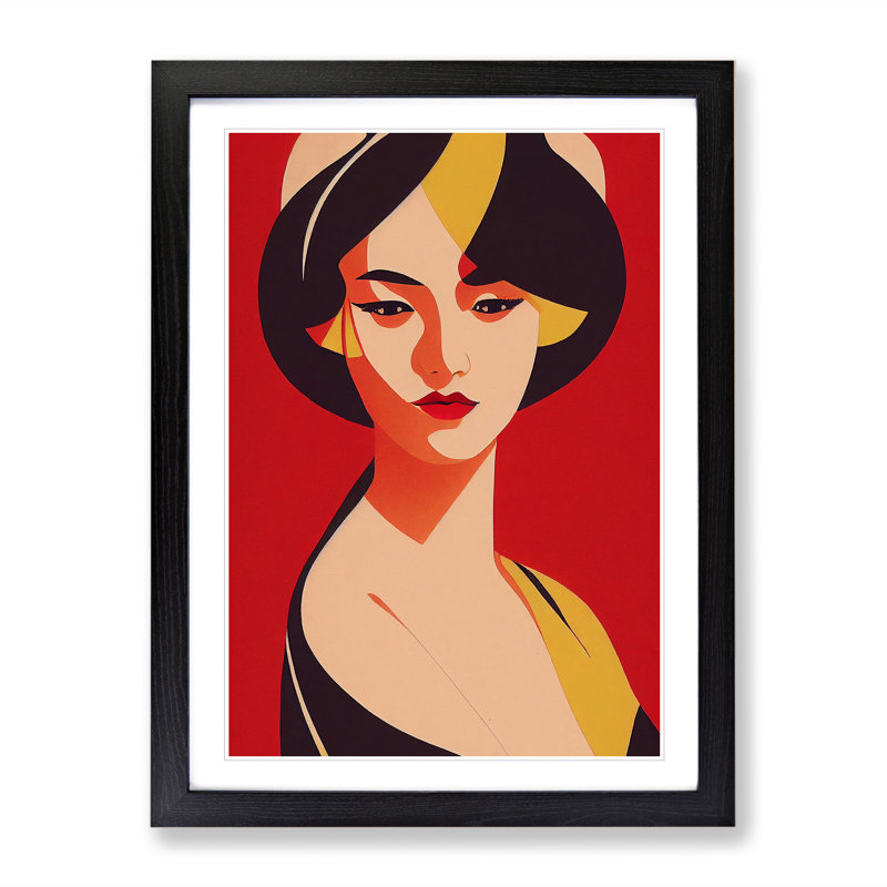 Classic Portrait Of A Woman No.5 - Single Picture Frame Print, Black, 64cm H x 46cm W x 2cm D