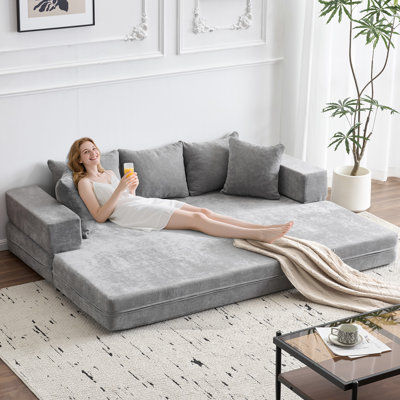 3 Seater Chenille Sofa & Chaise