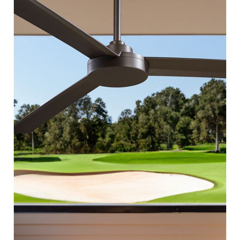 62" Roto 3 - Blade Outdoor Propeller Ceiling Fan with Wall Control, Oil Rubbed Bronze