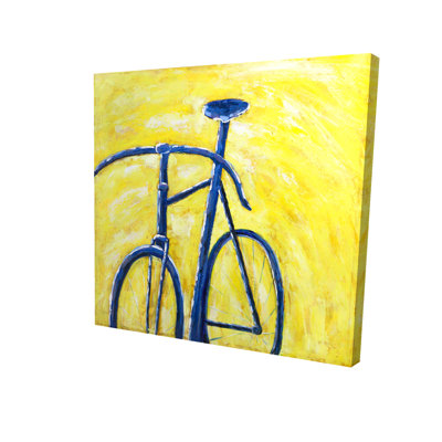 Blue Bike on Yellow Background | Modern Transportation Canvas