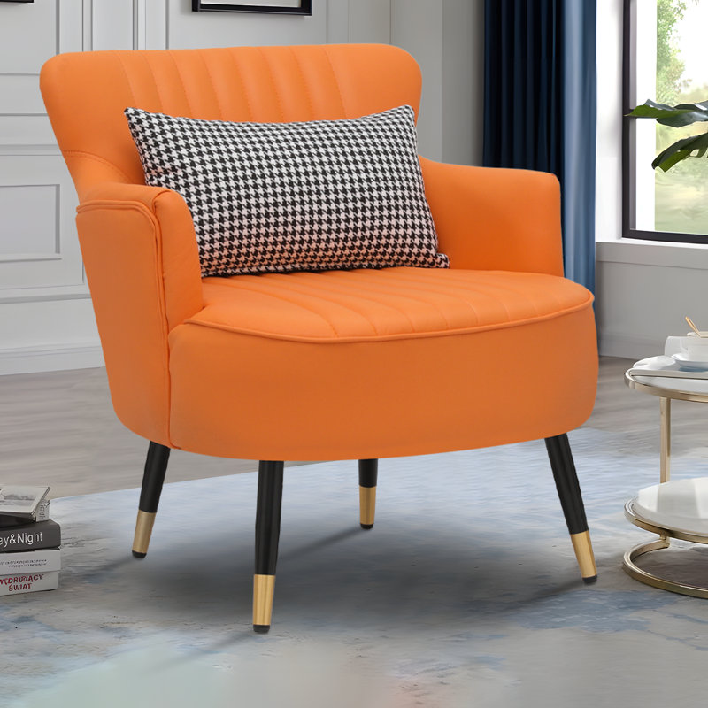 Chaise d'appoint rembourrée avec coussin Bettyanne, Orange Leathaire orange