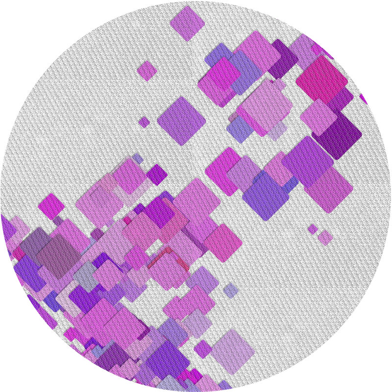Tapis rose/gris tissé à la machine, Rond 5 pi