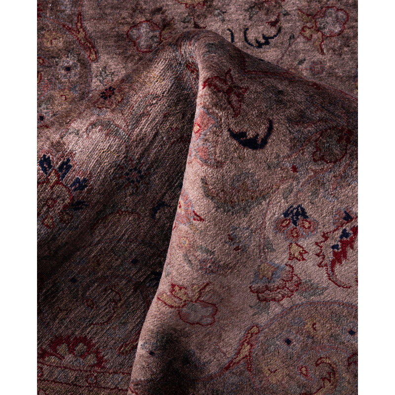 Overdyed Hand-Knotted Wool Modern-Contemporary Brown Area Rug 5' 8" x 5' 8"