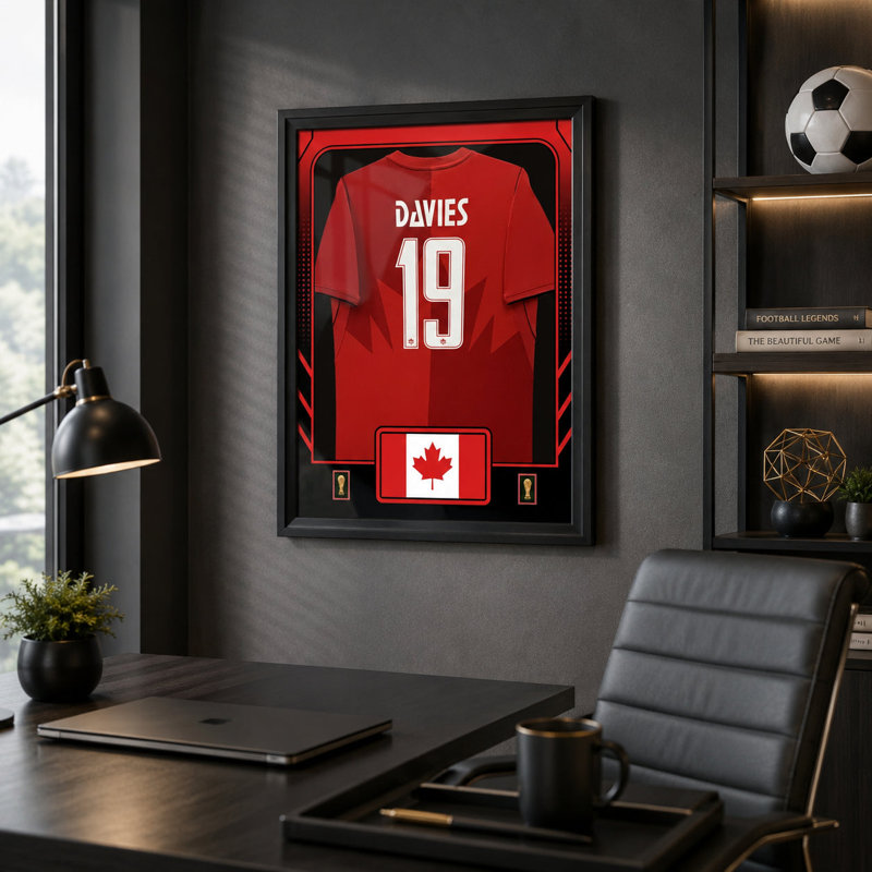 Alphonso Davies Framed 25.75 x 33.75 FIFA World Cup 2026 Canada Official Home Stadium Replica Nike Jersey