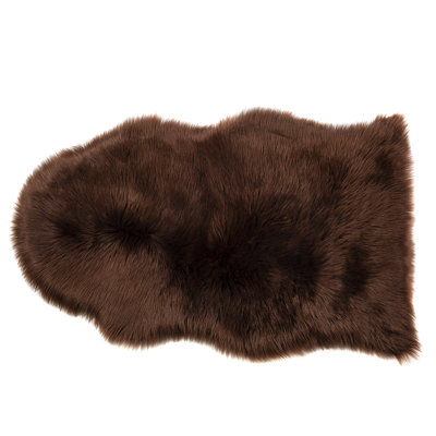 Single Pelt Faux Fur Washable Brown Area Rug - 2' x 3'