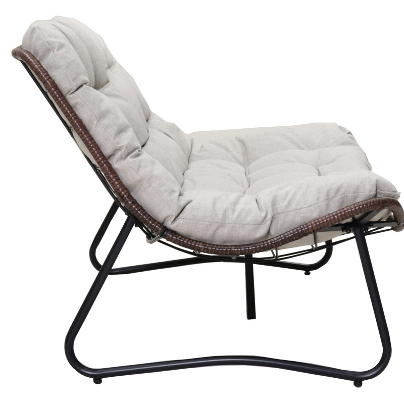 Mobilier de patio d'extérieur toutes saisons avec coussin de luxe pour terrasse de jardin et cadre en acier brun