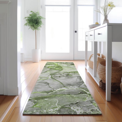 Premium Machine Washable Cerrito AMF519 Green Rug