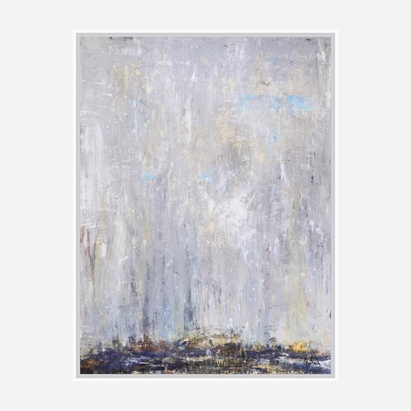 Blue Rain III by John Beard, White Framed Canvas, 61.5" H x 41.5" W x 1.75" D
