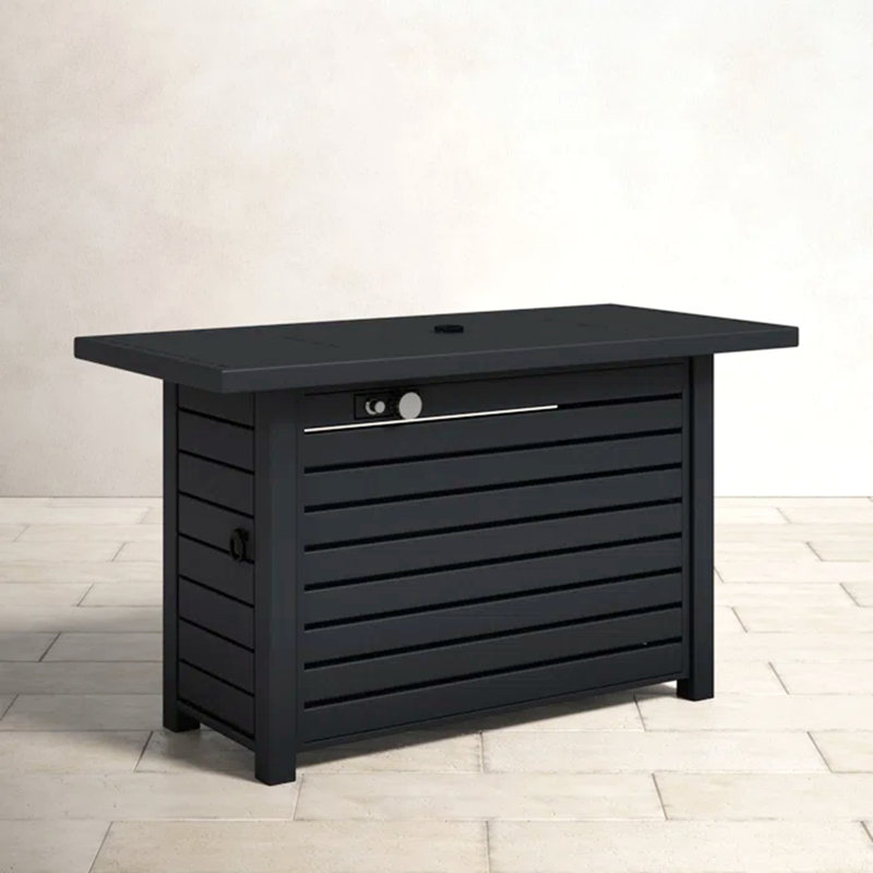 Table de foyer d'extérieur en acier avec couvercle