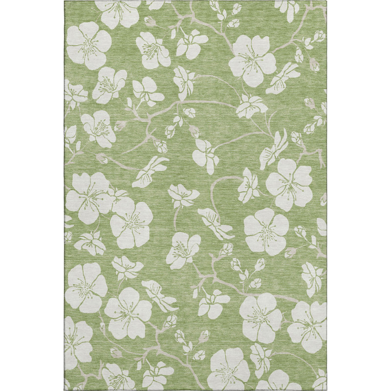 Premium Machine Washable Birchview AMF1032 Floral Rug, Rectangle 2'6" x 3'10"