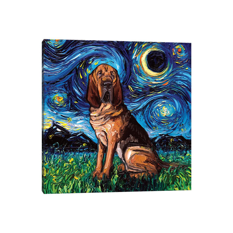 Reproduction d’art « Bloodhound Night » par aja Trèves, H 26 po x l 26 po x P 1,5 po, Toile tendue, Pas de tapis