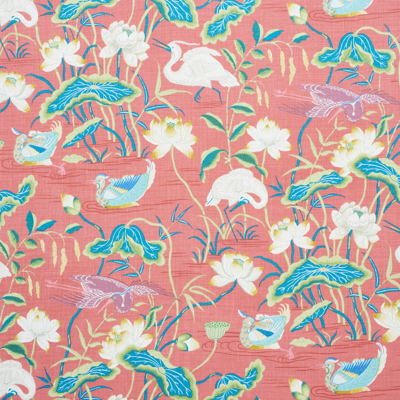Lotus Garden Fabric, Red