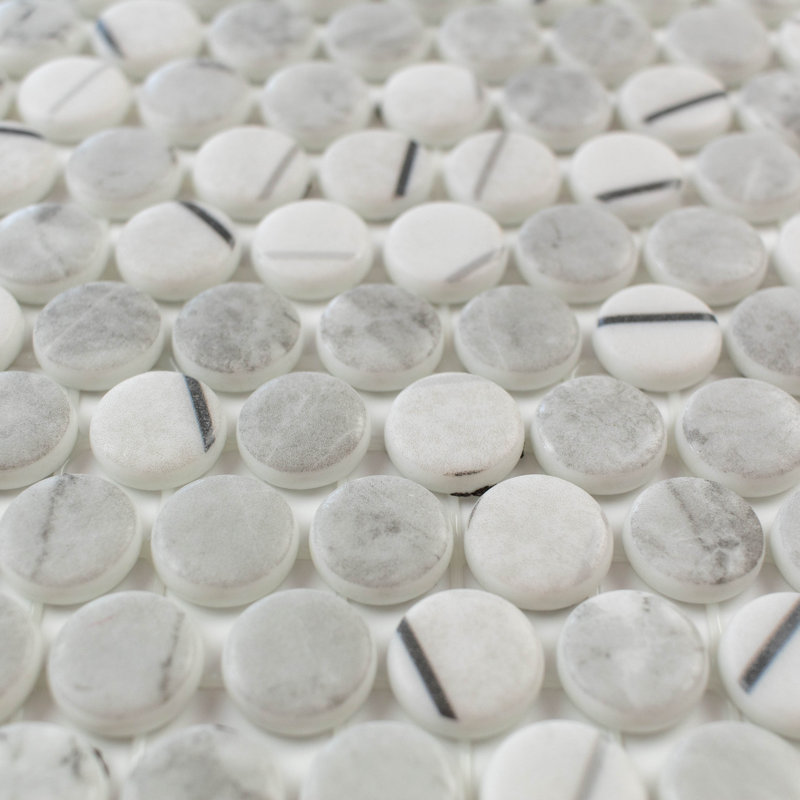 Eterna Penny 12"x12" Recycled Glass Mosaic Wall & Floor Tile, Gray
