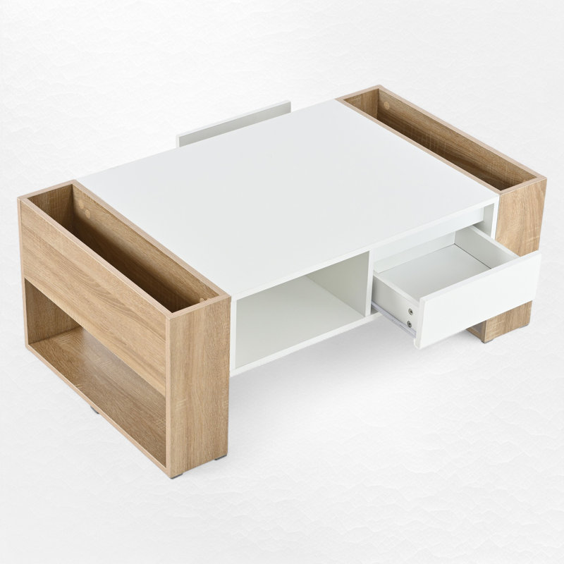 Table basse avec rangement, Blanc