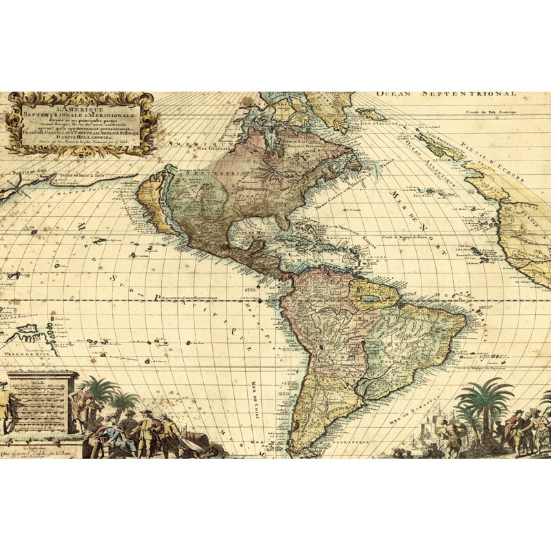 Antique Map of America II - Painting Print, Wrapped Canvas, 81cm H x 122cm W