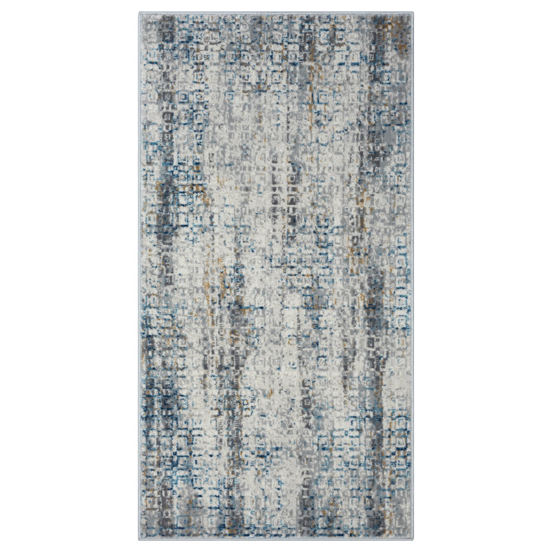 Lillith Machine Woven Beige/Blue/Grey Indoor Rug, Rectangle 80 x 150cm