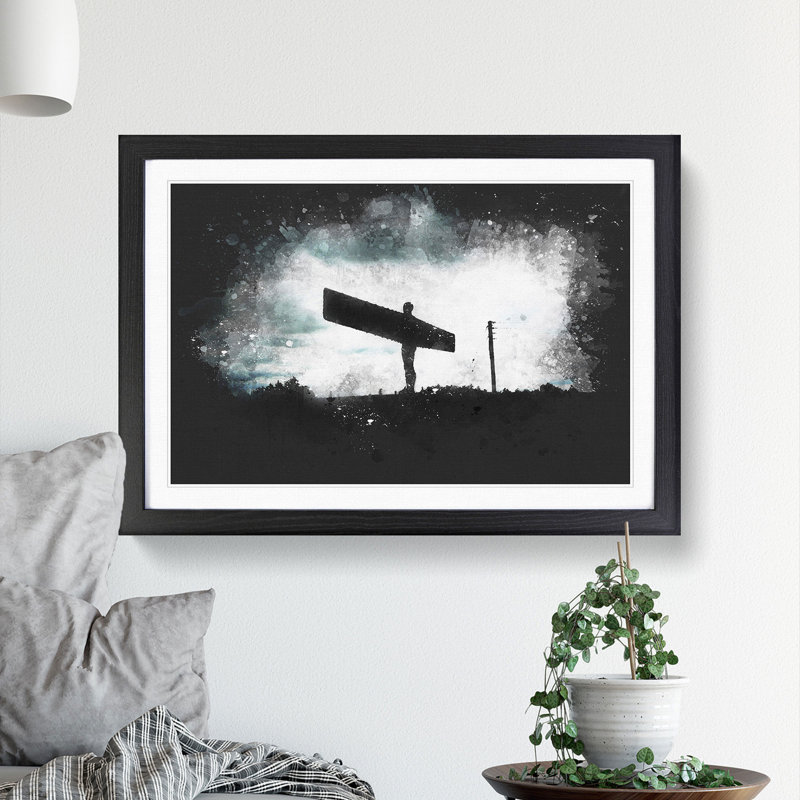 Angel of the North in Newcastle Vol.3 - Picture Frame Graphic Art, Black, 48cm H x 65cm W x 2cm D
